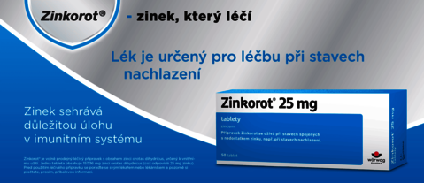 Zinkorot zinek, který léčí. Lék je určený pro léčbú pri stavech nachlazení - Zinkorot